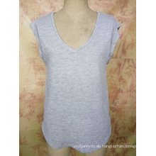 Mode Bambus Baumwolle V-Ausschnitt Benutzerdefinierte Großhandel Mädchen T-Shirt